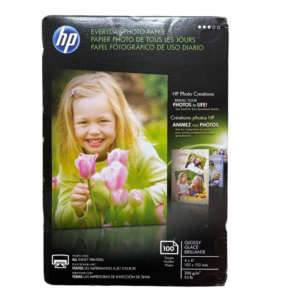 NIB HP cr759a Everyday Photo Paper Glossy 4x6, 100 Sheets